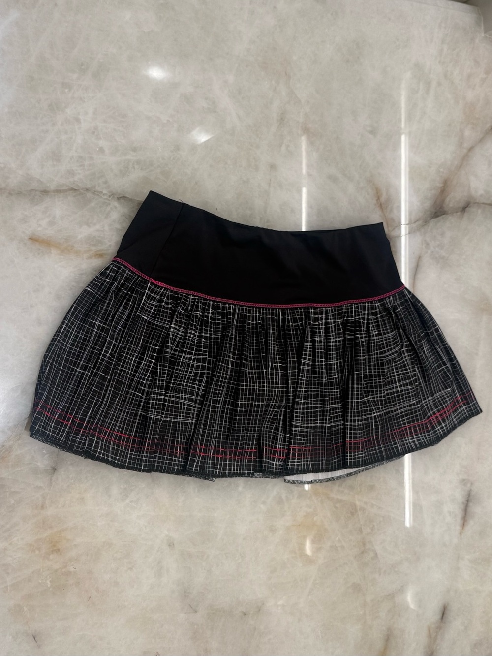 Lucky In Love Black Plaid Mini Skirt with Pink Accents